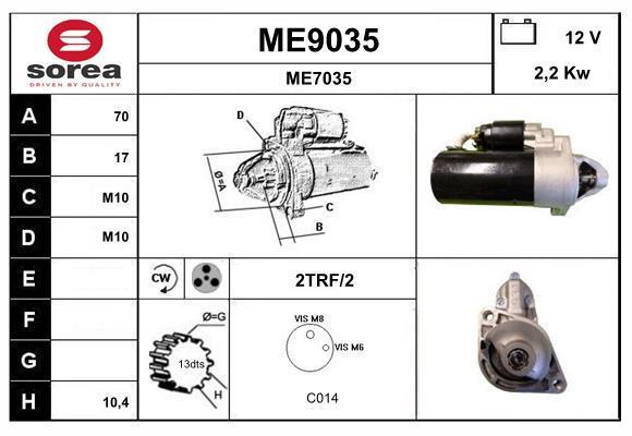 Motor de arranque (Arrancador) SNRA ref. ME9035