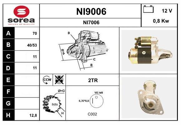 Motor de arranque (Arrancador) SNRA ref. NI9006