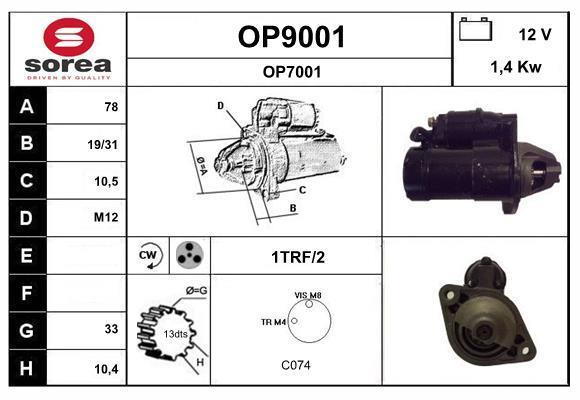Motor de arranque (Arrancador) SNRA ref. OP9001