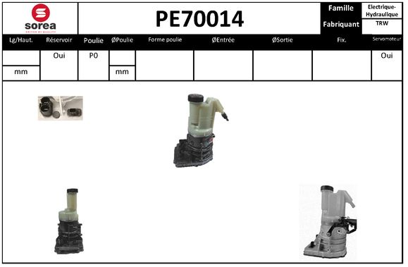Pompe de direction assistée (Servo direction) SNRA ref. PE70014