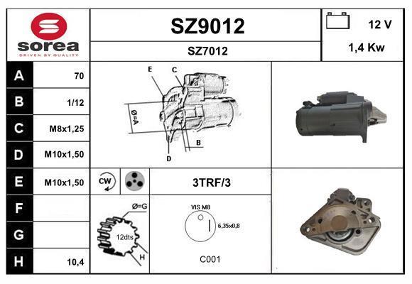 Motor de arranque (Arrancador) SNRA ref. SZ9012