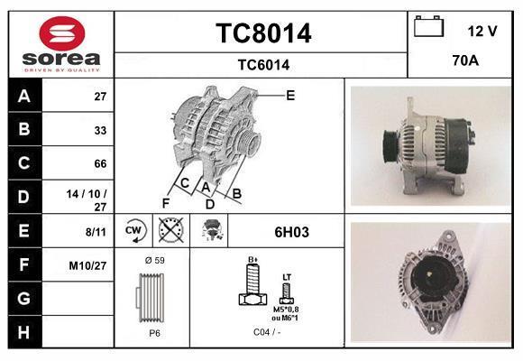 Alternateur SNRA ref. TC8014