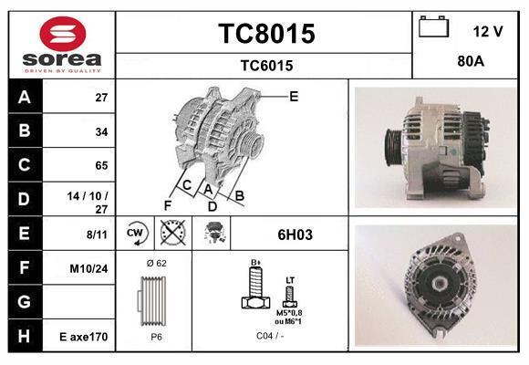 Alternateur SNRA ref. TC8015
