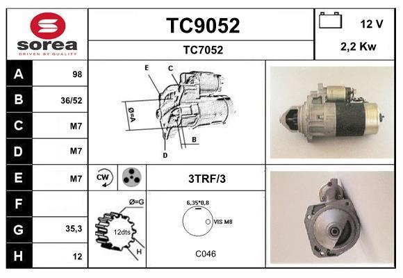 Motor de arranque (Arrancador) SNRA ref. TC9052