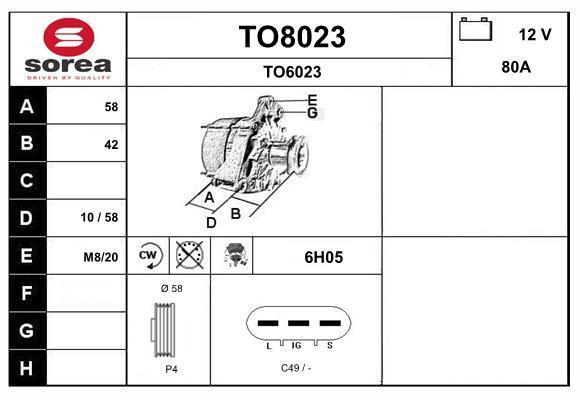 Alternador SNRA ref. TO8023