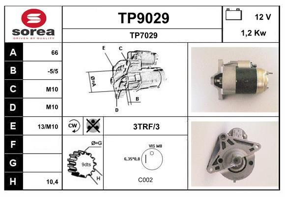 Motor de arranque (Arrancador) SNRA ref. TP9029