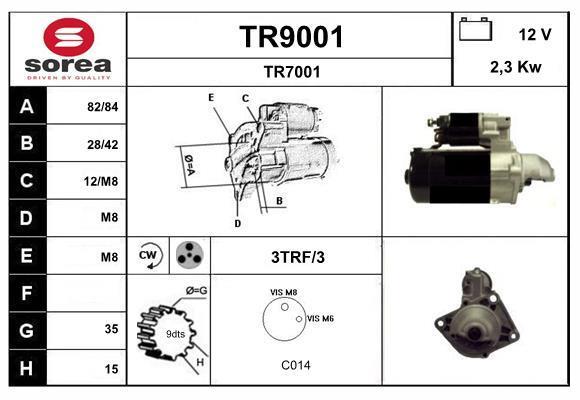 Motor de arranque (Arrancador) SNRA ref. TR9001