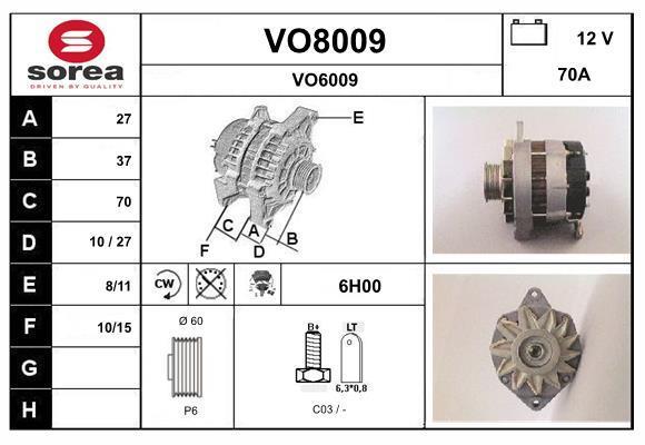 Alternateur SNRA ref. VO8009
