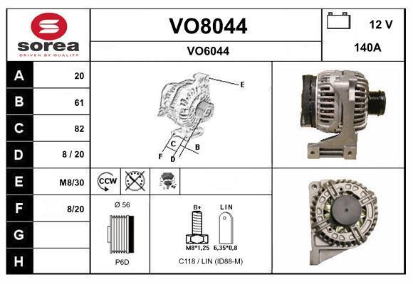 Alternateur SNRA ref. VO8044