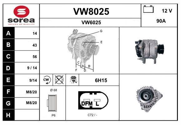 Alternador SNRA ref. VW8025
