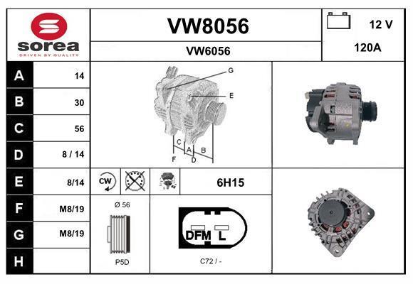 Alternador SNRA ref. VW8056