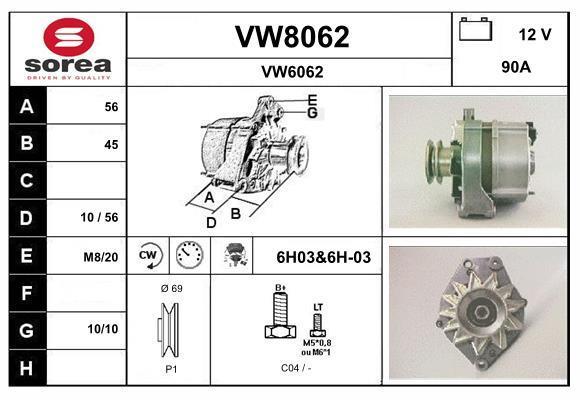 Alternateur SNRA ref. VW8062