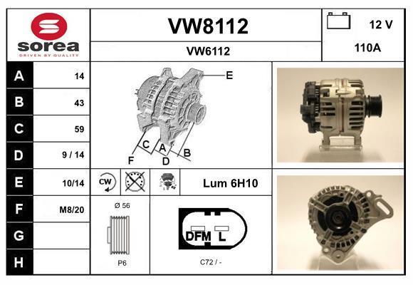 Alternador SNRA ref. VW8112