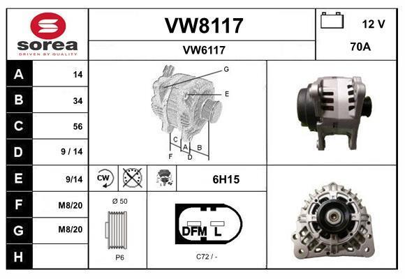 Alternateur SNRA ref. VW8117