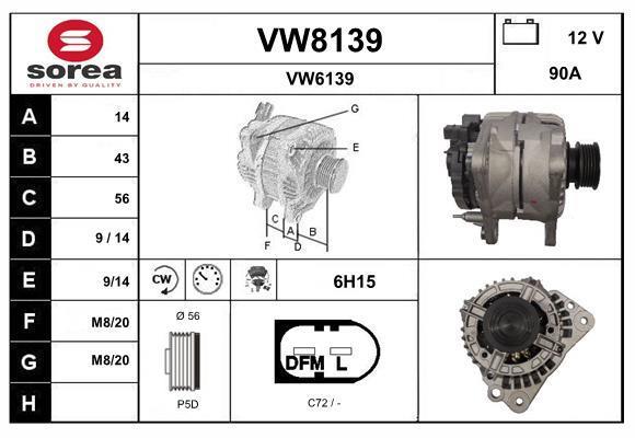 Alternateur SNRA ref. VW8139
