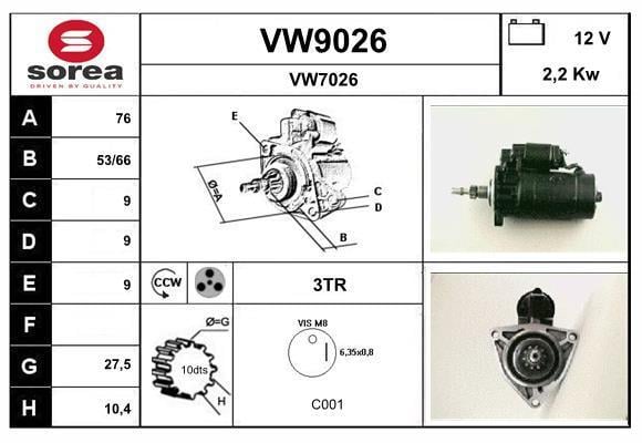 Démarreur SNRA ref. VW9026