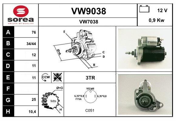 Démarreur SNRA ref. VW9038