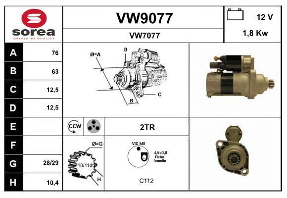 Démarreur SNRA ref. VW9077