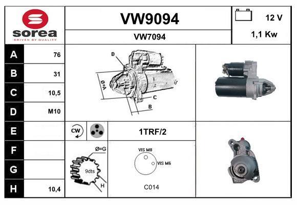 Démarreur SNRA ref. VW9094