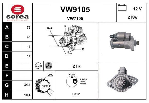 Démarreur SNRA ref. VW9105