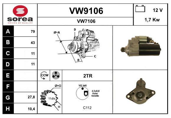 Démarreur SNRA ref. VW9106