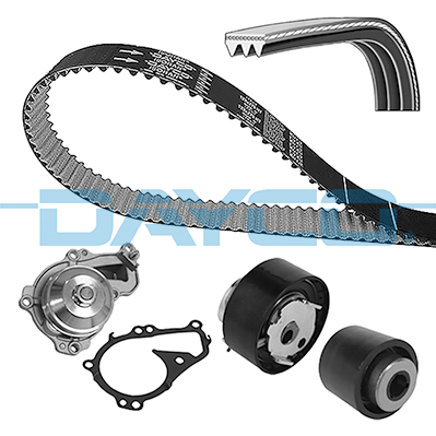 Pompe à eau + kit de courroie de distribution (Kit courroie de distribution) DAYCO  ref. KBIOWP150