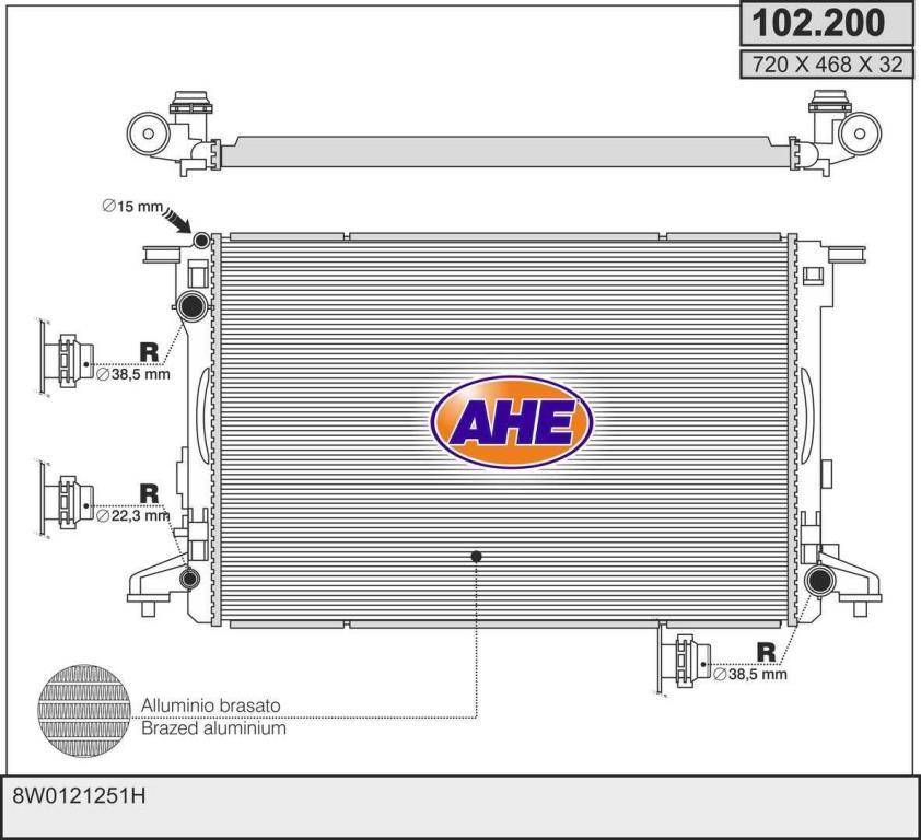 Radiateur moteur (Radiateur de refroidissement) AHE ref. 102.200