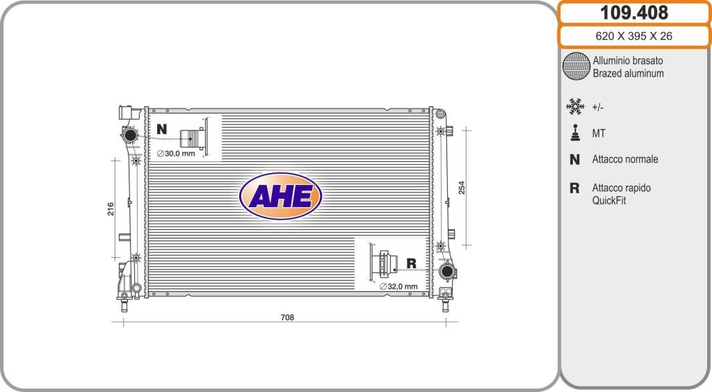Radiador motor AHE ref. 109.408