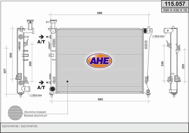Radiateur moteur (Radiateur de refroidissement) AHE 115.057