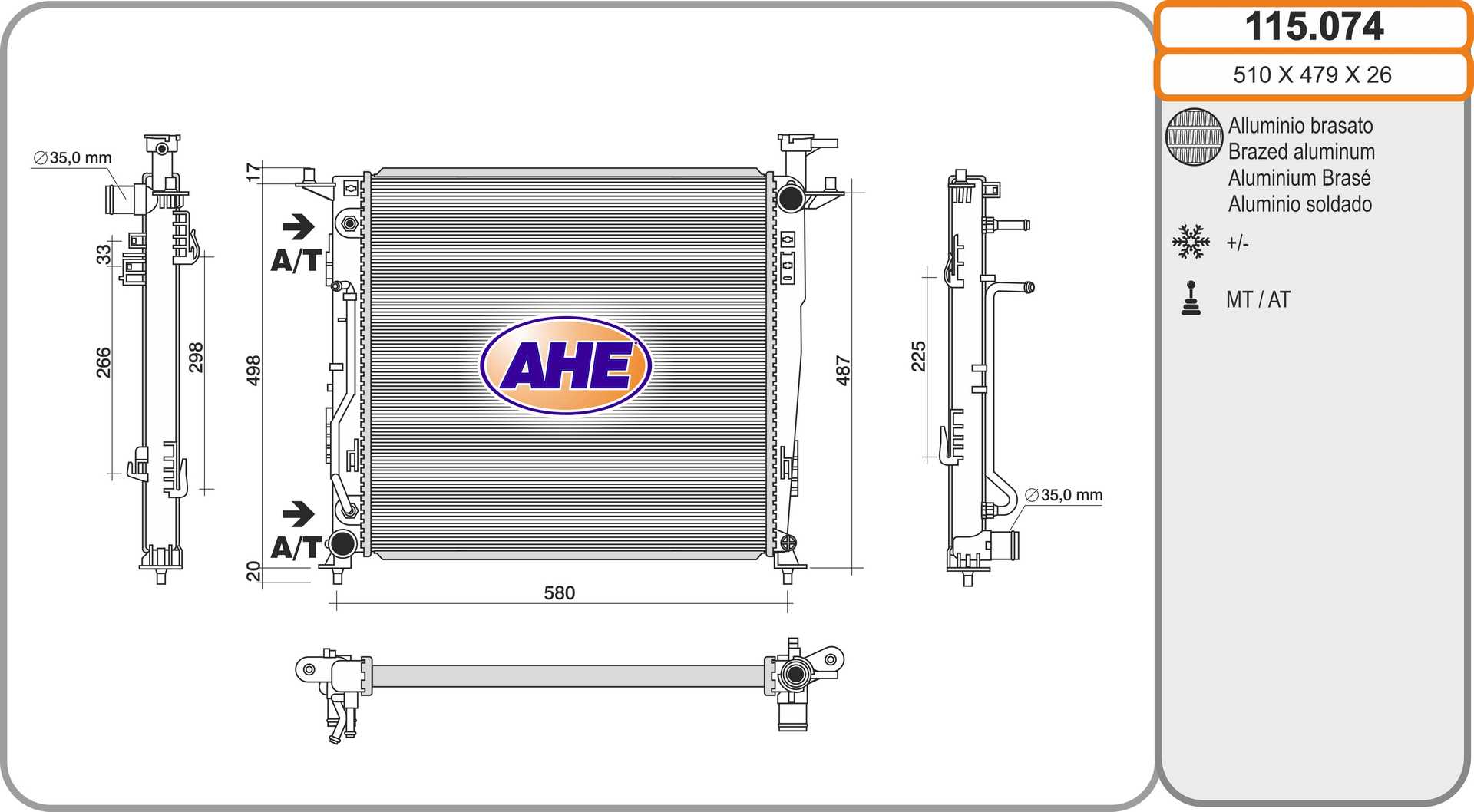Radiador motor AHE 115.074