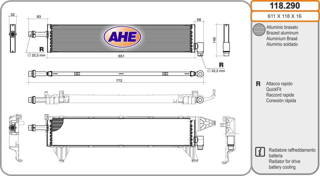 Radiador motor AHE 118.290