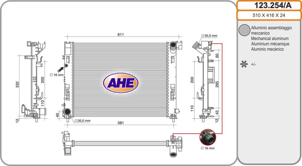 Radiateur moteur (Radiateur de refroidissement) AHE 123.254/A