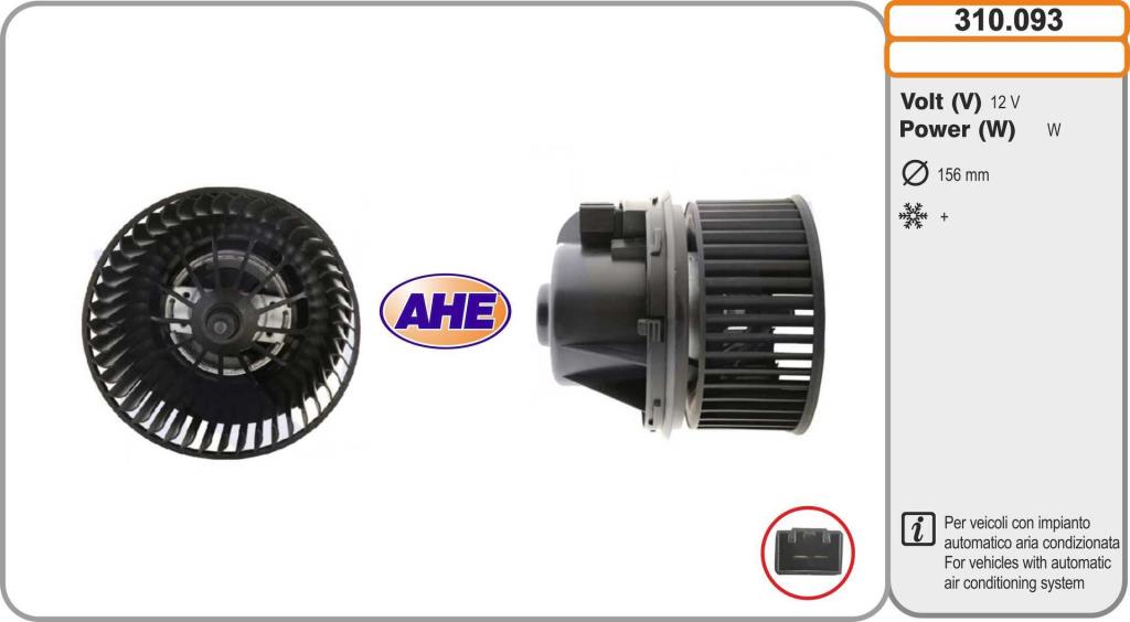 Pulseur d'air habitacle (Ventilateur habitacle) AHE ref. 310.093