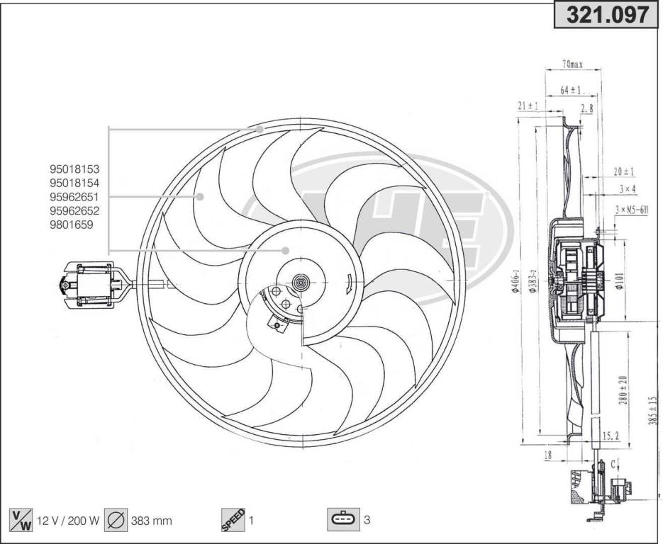 Ventilador, refrigeración del motor AHE 321.097