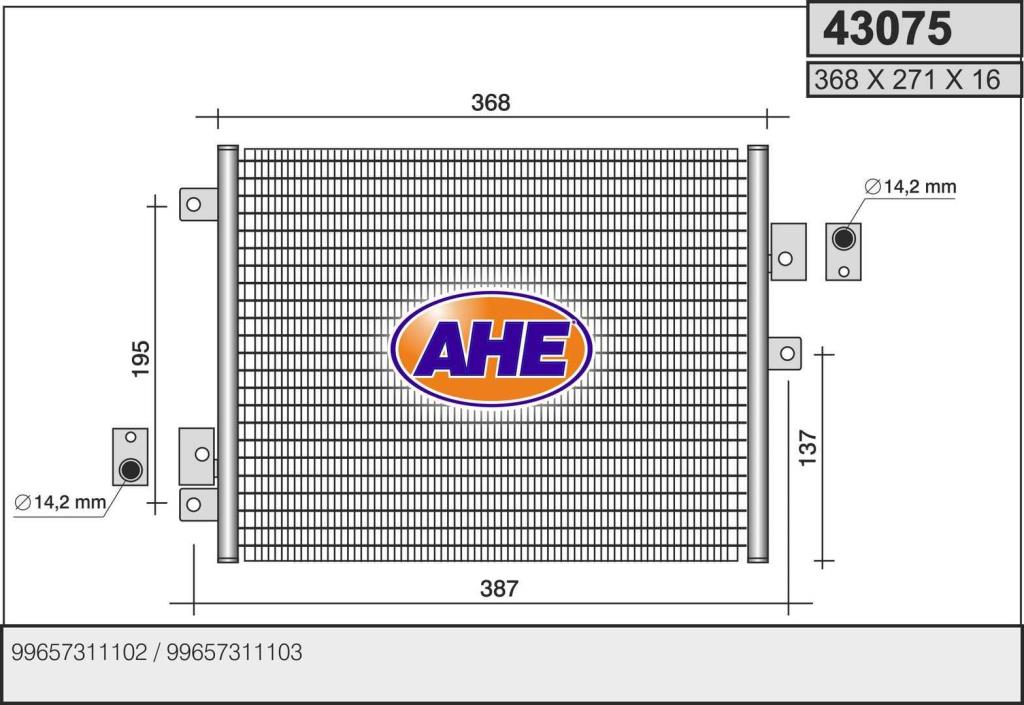 Condenseur, climatisation (Radiateur de climatisation) AHE ref. 43075