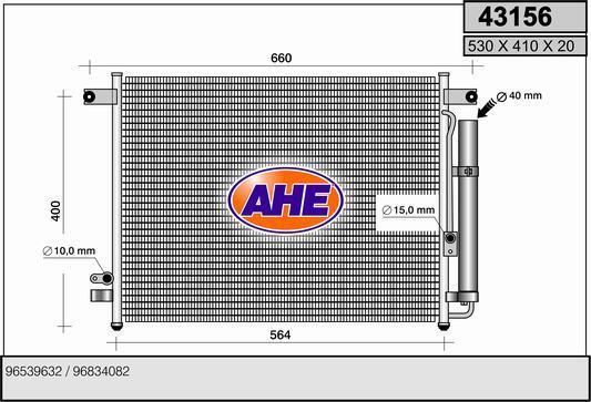 Condenseur, climatisation (Radiateur de climatisation) AHE ref. 43156