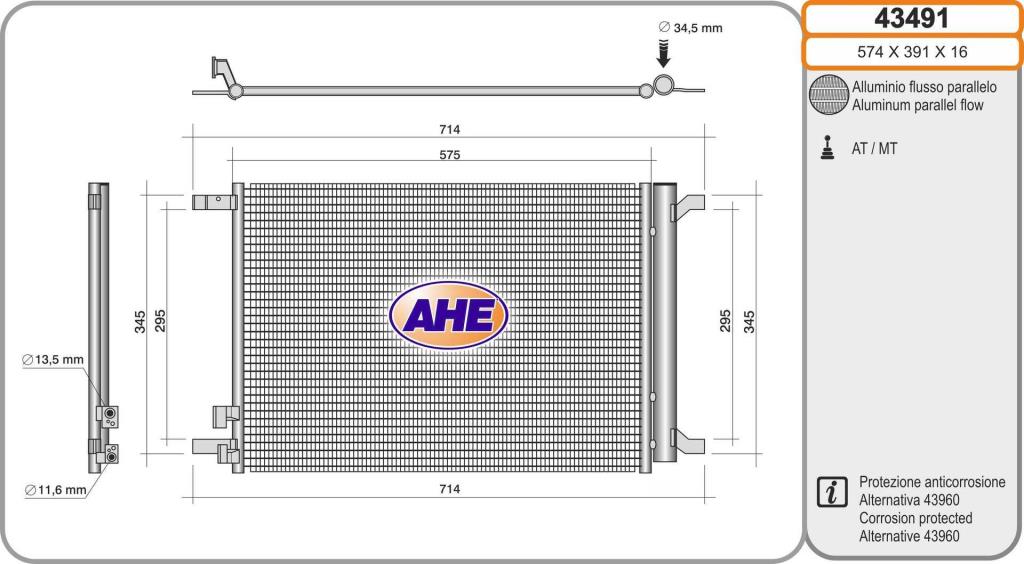 Condenseur, climatisation (Radiateur de climatisation) AHE ref. 43491