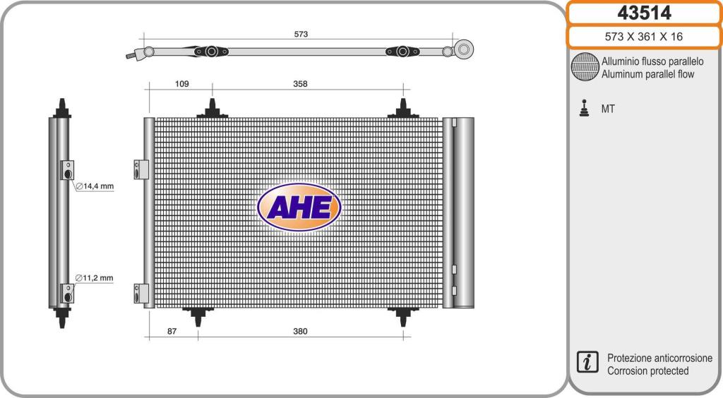 Condenseur, climatisation (Radiateur de climatisation) AHE ref. 43514
