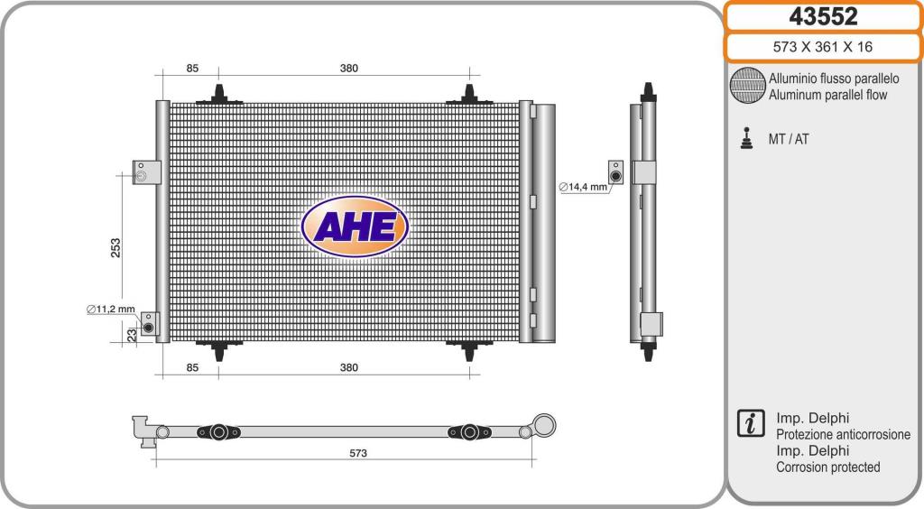 Condenseur, climatisation (Radiateur de climatisation) AHE ref. 43552