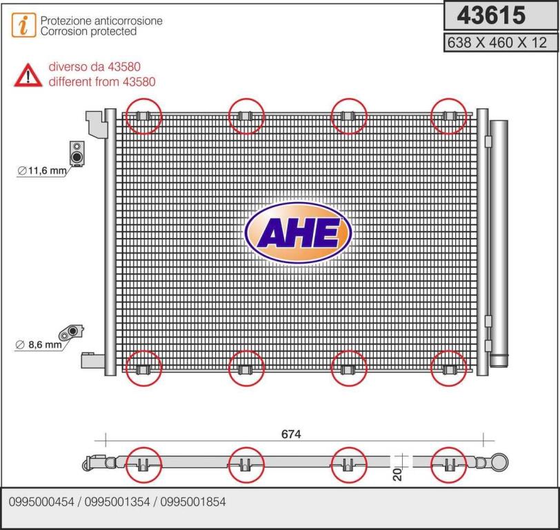 Condenseur, climatisation (Radiateur de climatisation) AHE ref. 43615