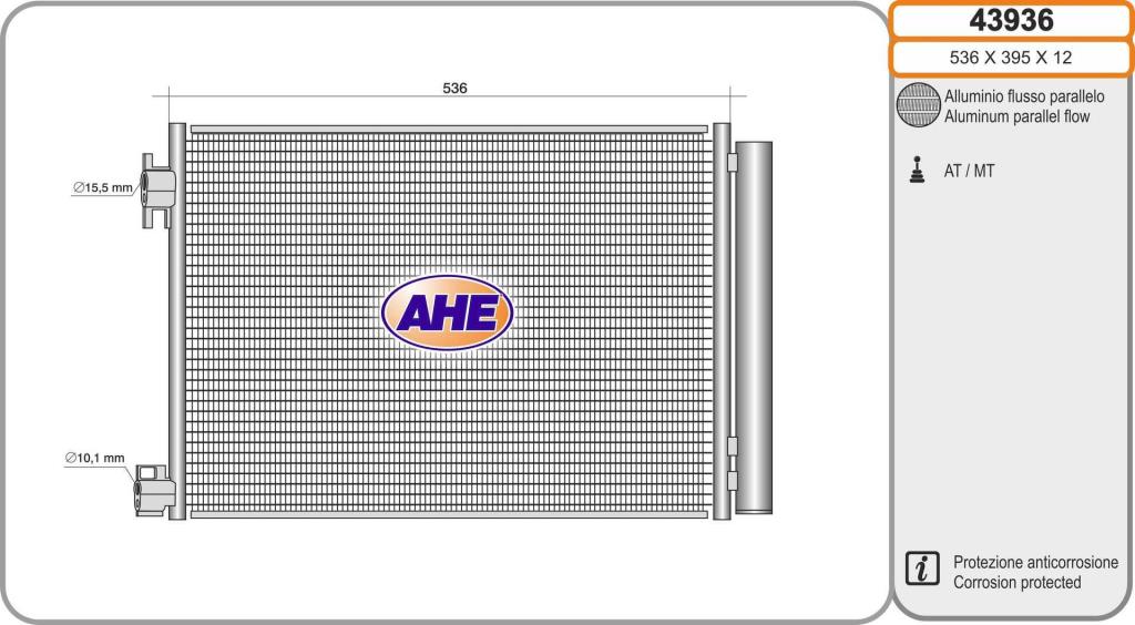 Condenseur, climatisation (Radiateur de climatisation) AHE ref. 43936