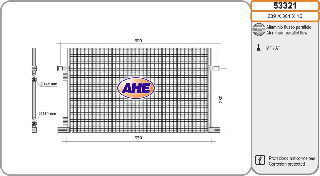 Condenseur, climatisation (Radiateur de climatisation) AHE ref. 53321