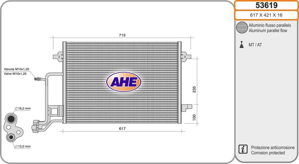 Condenseur, climatisation (Radiateur de climatisation) AHE ref. 53619