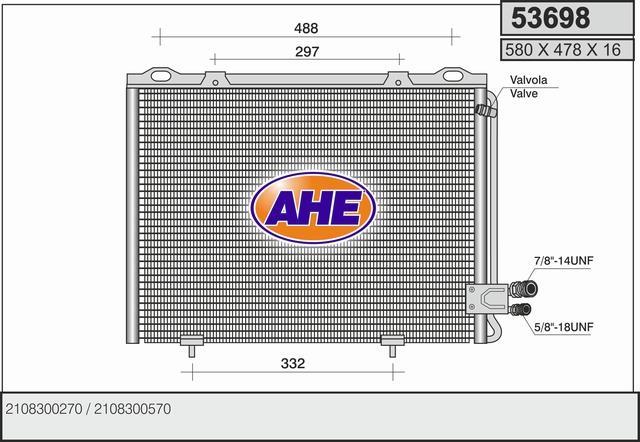 Condenseur, climatisation (Radiateur de climatisation) AHE ref. 53698