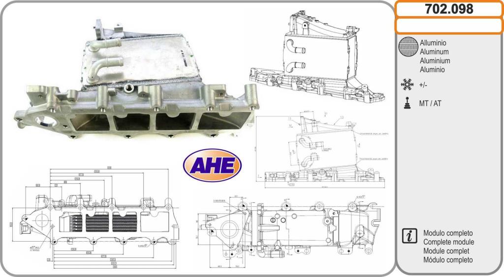Intercooler, échangeur (Refroidisseur d'air) AHE ref. 702.098