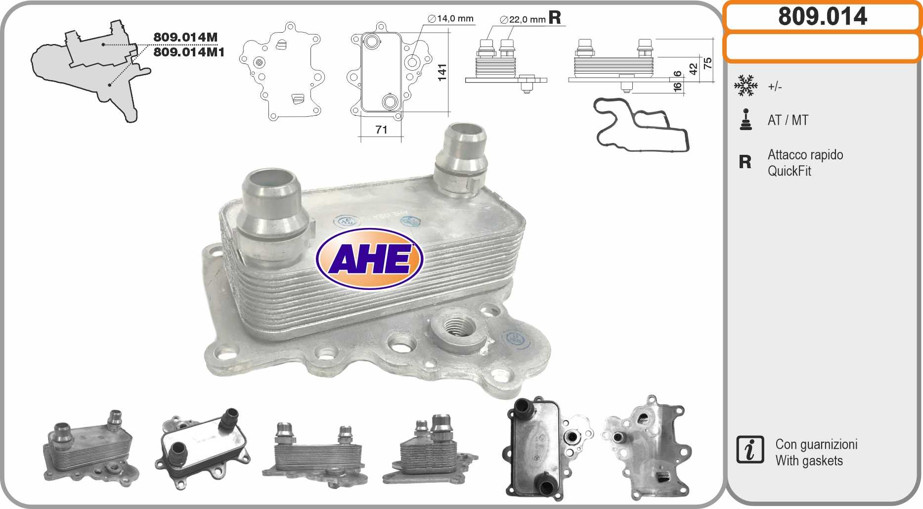 Radiador de aceite, aceite motor AHE ref. 809.014