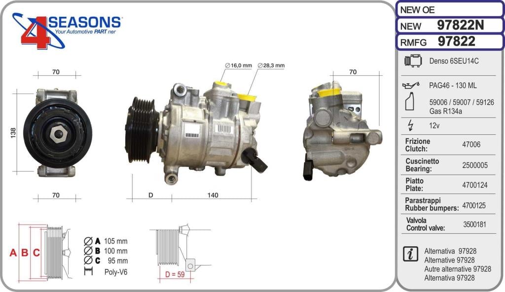 Compressor de climatização AHE ref. 97822N