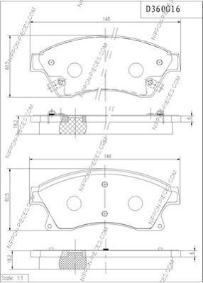 Jeu de 4 plaquettes de frein NIPPON PIECES SERVICES ref. D360O16