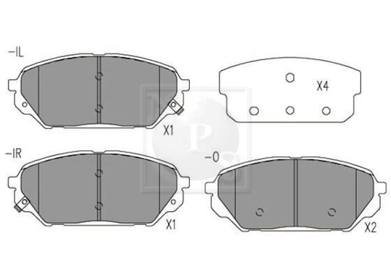 Jeu de 4 plaquettes de frein NIPPON PIECES SERVICES H360I26