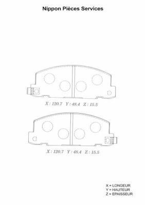 Jeu de 4 plaquettes de frein NIPPON PIECES SERVICES ref. I360U01